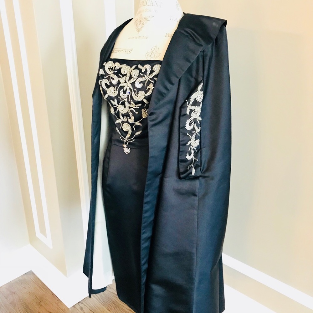 MR Blackwell Satin Dress - Sz 6 Embellished top